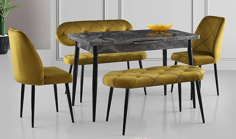 Yeşil Kapitoneli Yemek Masası Takımı V2 Yemek Masası Takımı