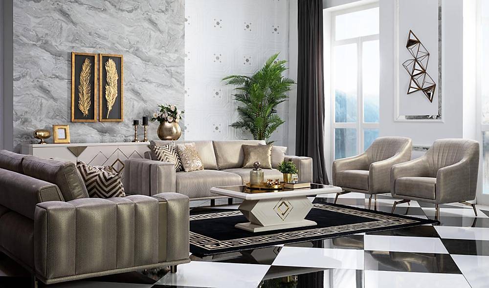 Alfa Salon Takımı Bej Koltuk Takımı