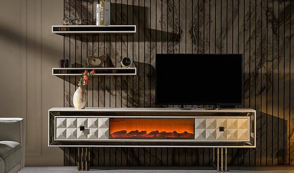 İpek Şömineli Tv Ünitesi TV Ünitesi