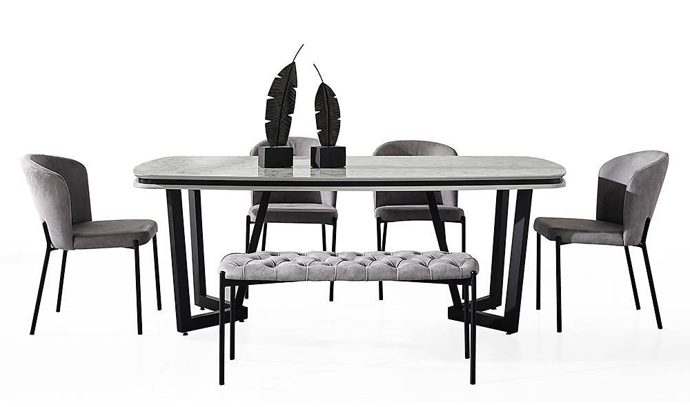 Mood Gri - Mermer Yemek Masası Takımı Yemek Masası Takımı