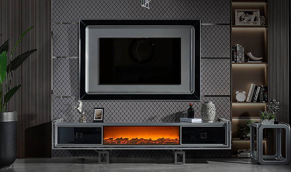 Tiana Tv Ünitesi - Silver - Şömineli TV Ünitesi