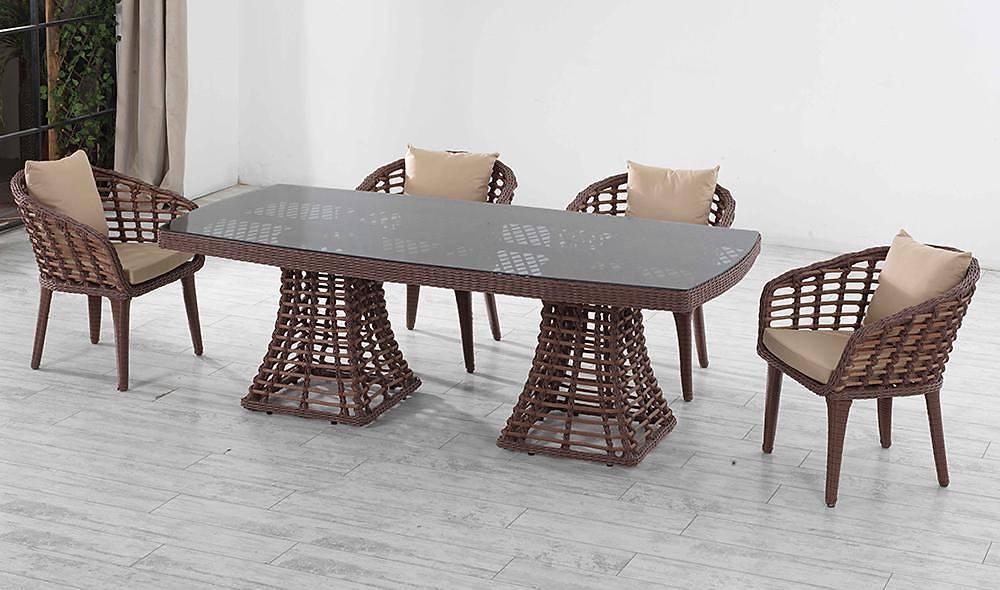 Domino Bahçe Masa Takımı - Kahve Füme Bahçe Masa Takımı