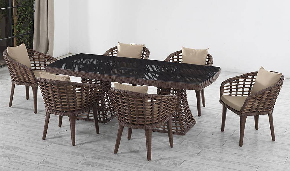 Domino Bahçe Masa Takımı - Kahve Siyah