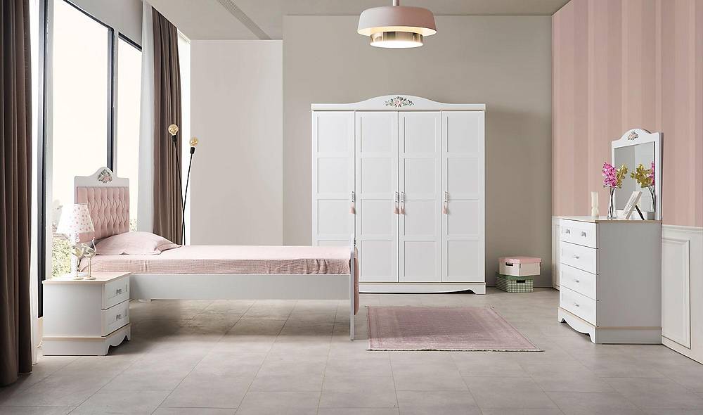 Pink Genç Odası - 4 Kapılı Genç Odası