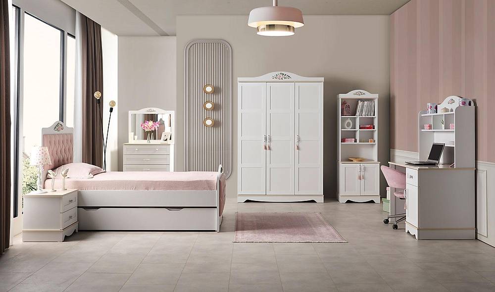 Pink Genç Odası - 3 Kapılı Genç Odası