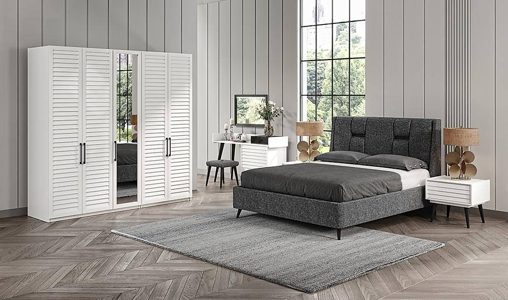 Çizgi Yatak Odası - Beyaz Yatak Odası