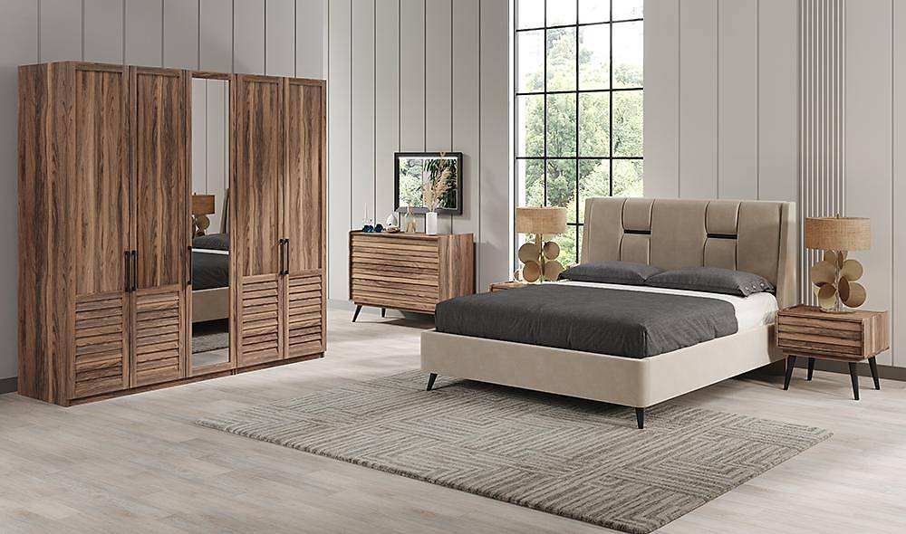 Çizgi Yatak Odası - Ceviz Yatak Odası