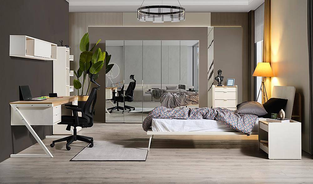 Moderno Genç Odası - 5 Kapılı Aynalı Genç Odası