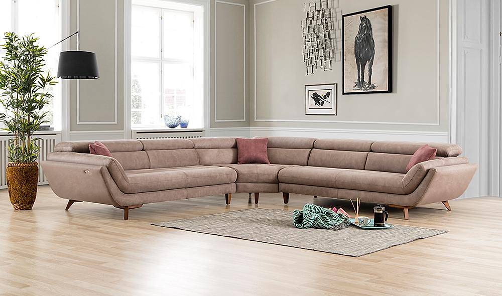 Mikanos Motorlu Köşe Takımı - Bej Köşe Koltuk