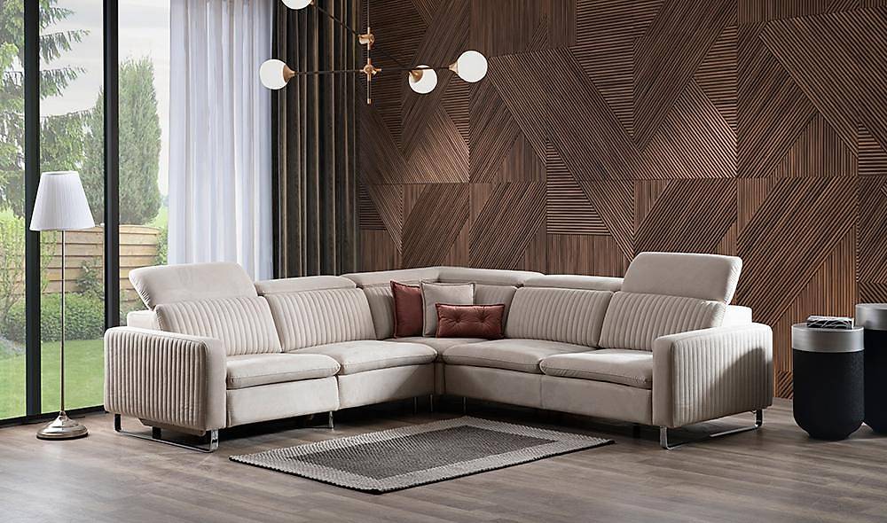 Micro Motorlu Köşe Takımı - Krem Köşe Koltuk