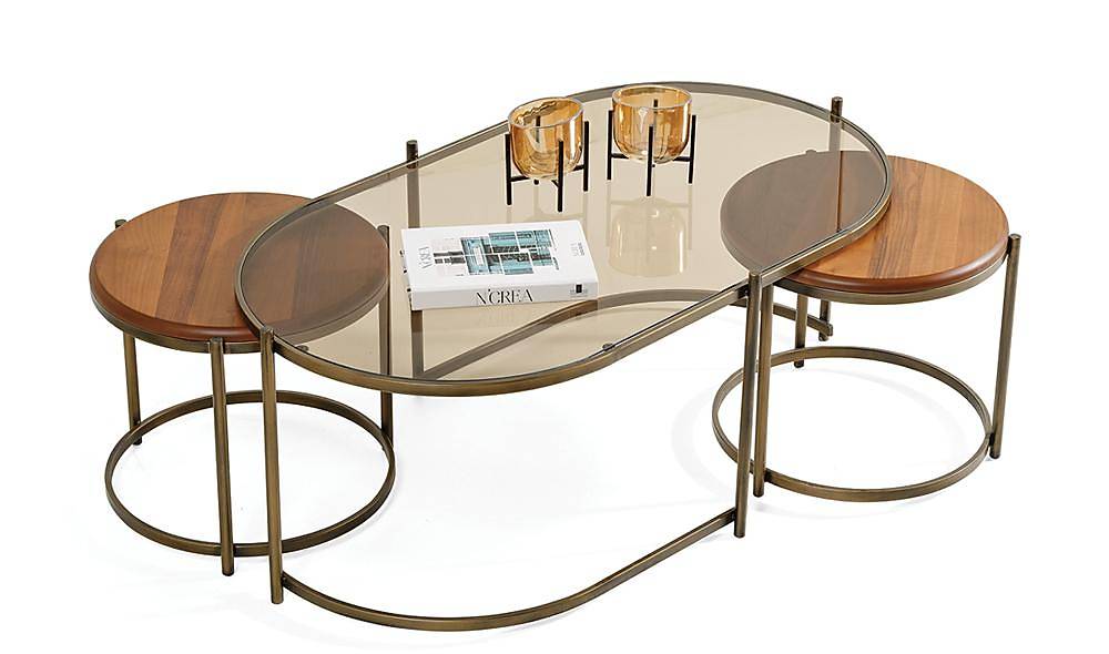 Harley Orta Sehpa Seti - Bronz Sehpa ve Aksesuar