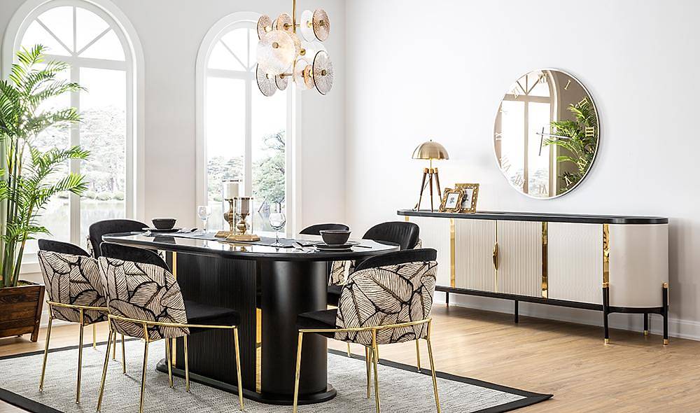 Leaf Yemek Odası - Siyah Yemek Odası