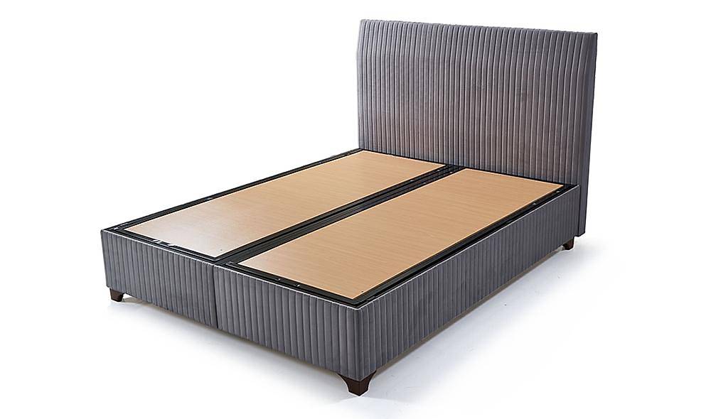 Plato Baza + Başlık - Gri Yatak Baza Başlık