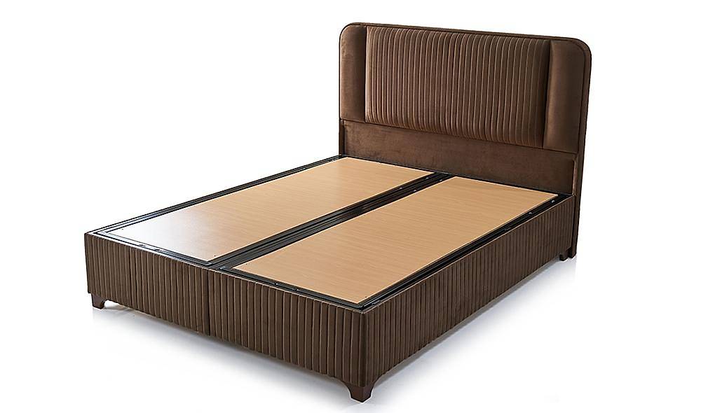 Plato Baza + Başlık - Koyu Kahve Yatak Baza Başlık