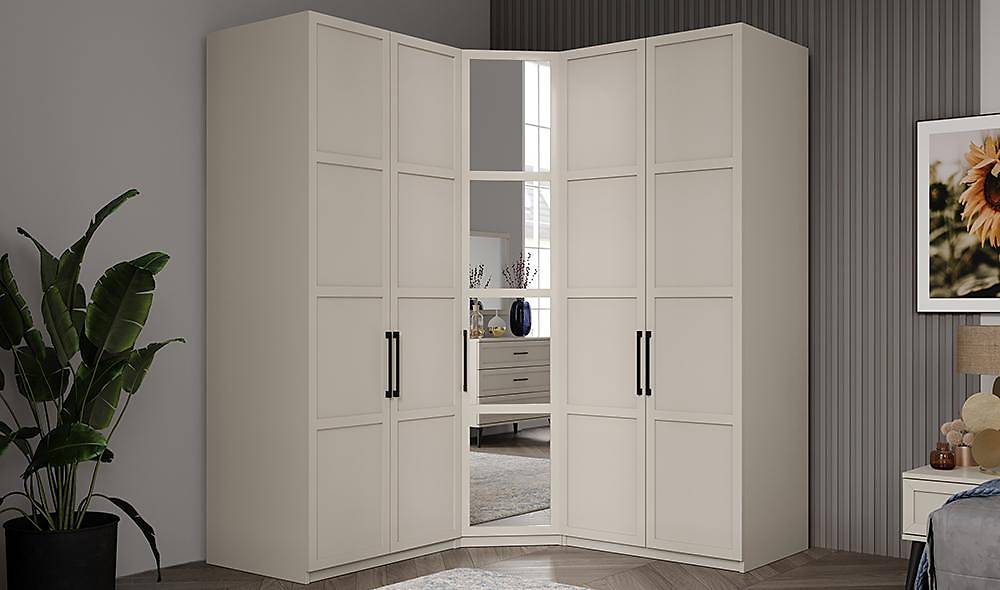 Liya Köşe Gardrop - Bej Köşe Dolap