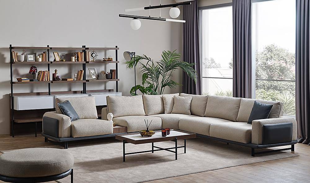 Gusto Köşe Takımı - Krem Köşe Koltuk