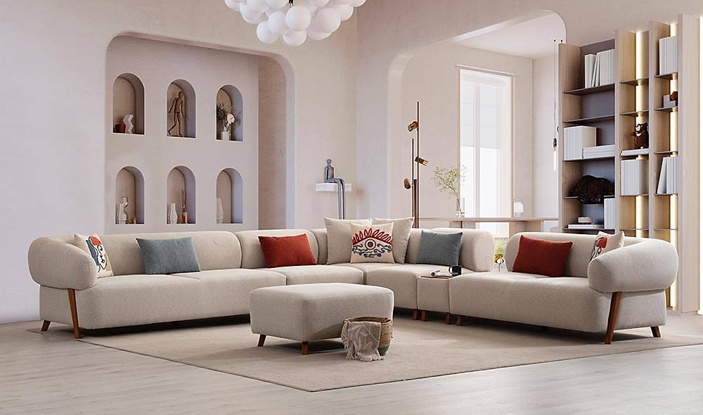 Martel Köşe Takımı - Krem Köşe Koltuk