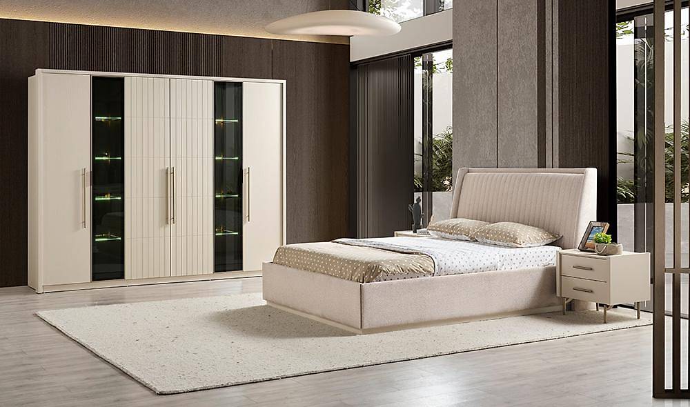 Lukka Bazalı Yatak Odası - Krem Yatak Odası