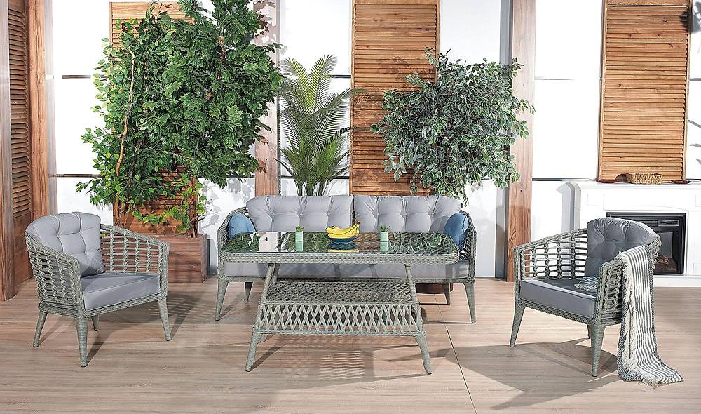 Domino Bahçe Koltuk Takımı - Gri Bahçe Oturma Grubu