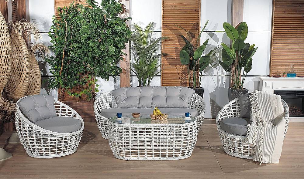 Afora Bahçe Koltuk Takımı - Beyaz Bahçe Oturma Grubu