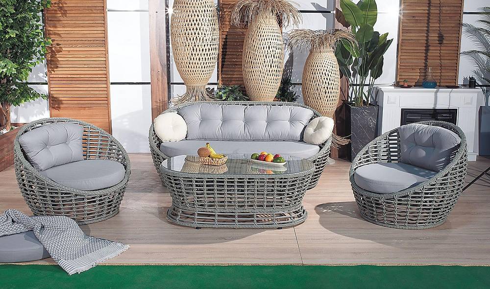 Afora Bahçe Koltuk Takımı - Füme Bahçe Oturma Grubu