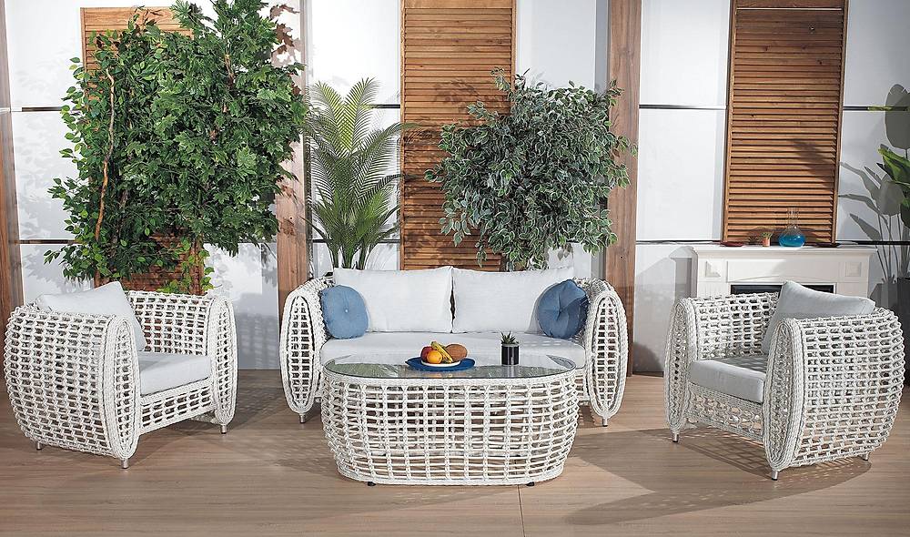 Rosa Bahçe Koltuk Takımı - Beyaz Bahçe Oturma Grubu