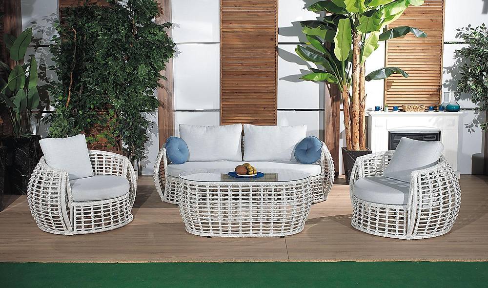 Lucas Bahçe Koltuk Takımı - Beyaz Bahçe Oturma Grubu