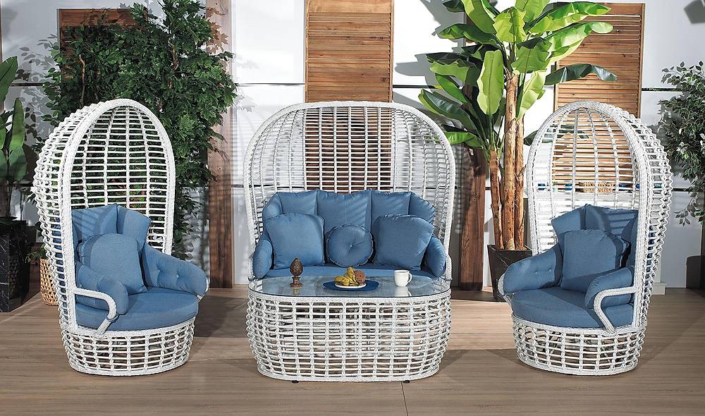 Armoni Bahçe Koltuk Takımı - Beyaz Bahçe Oturma Grubu