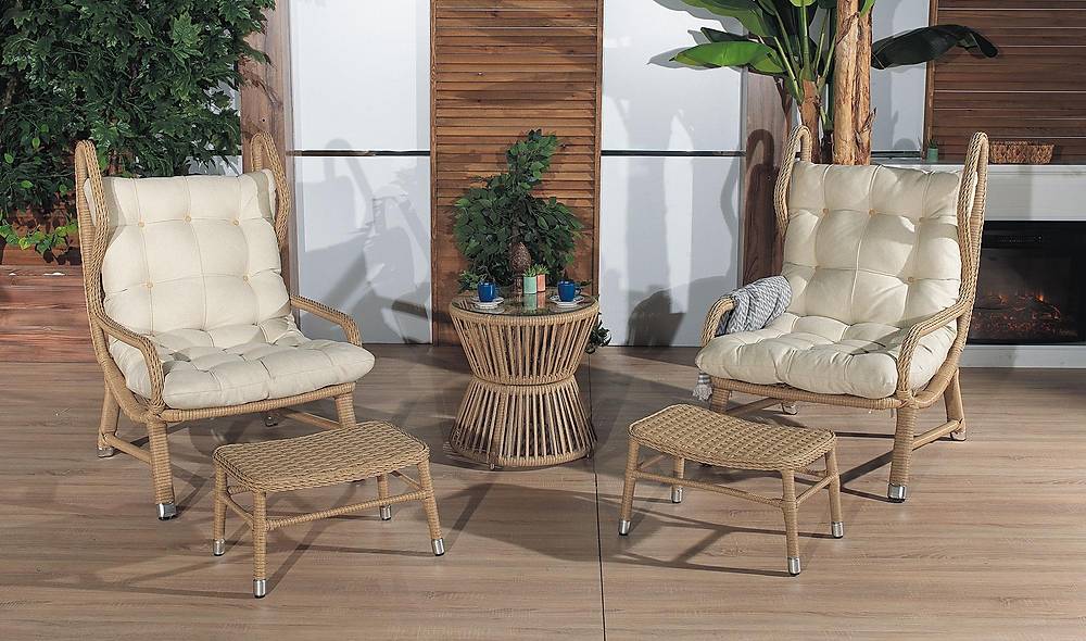 Madlen Rattan Çay Seti Bahçe Masa Takımı