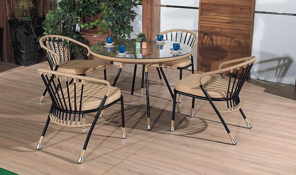 Mirabilis Bahçe Masa Takımı - Siyah Bahçe Mobilyası