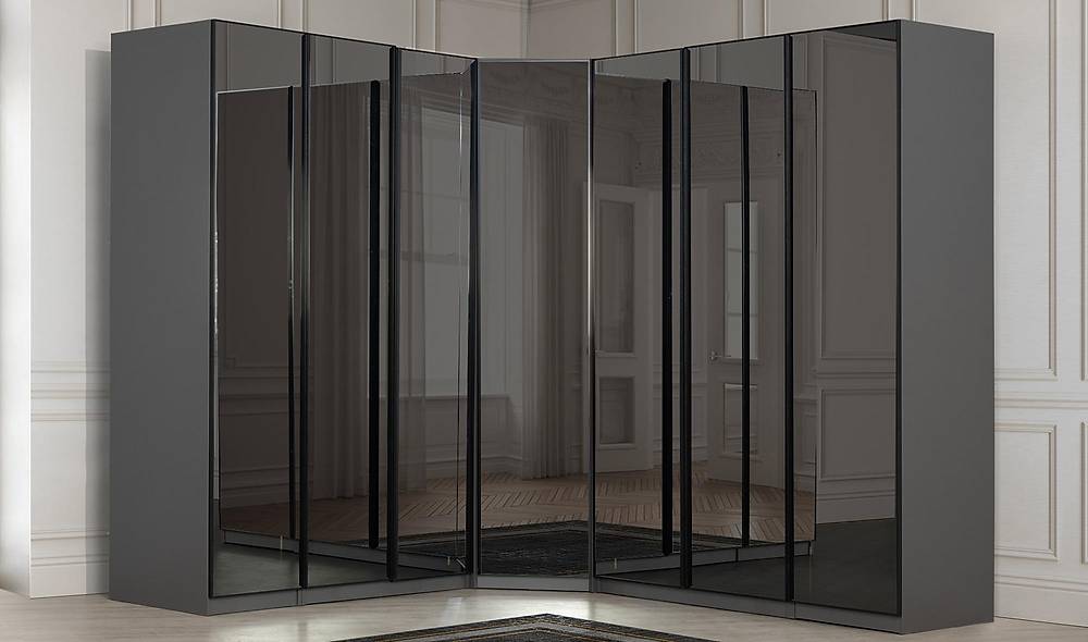 Bellino Antrasit Köşe Gardrop - Medium Giyinme Odası