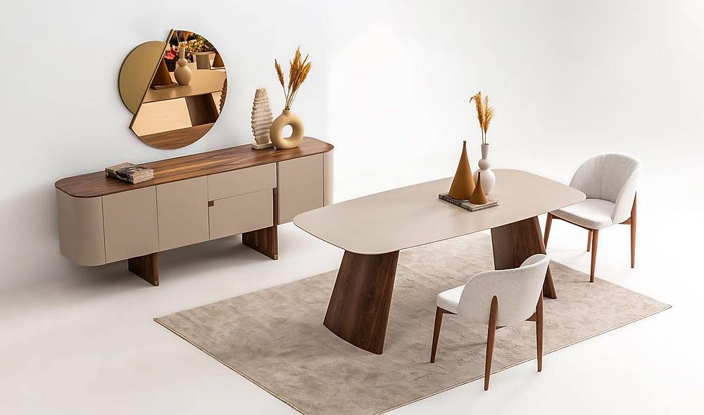 Penora Yemek Odası - Bej - Ceviz Yemek Odası