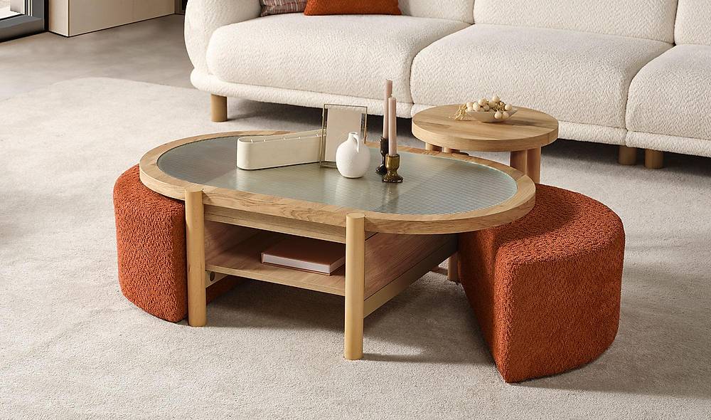 İskandinav Orta Sehpa Seti Sehpa ve Aksesuar