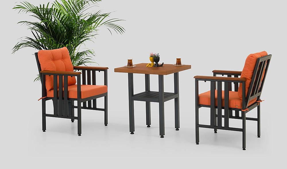 Alexis Balkon - Bahçe Çay Seti - Turuncu Bahçe Masa Takımı