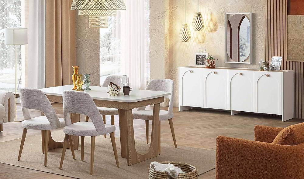 Lenora Yemek Odası - Beyaz Yemek Odası