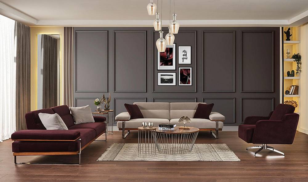 Aydam Koltuk Takımı - Bordo Koltuk Takımı