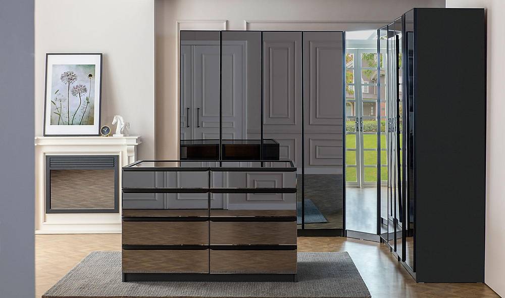 Palace Bazalı Yatak Odası - Köşe Dolaplı Köşe Dolap