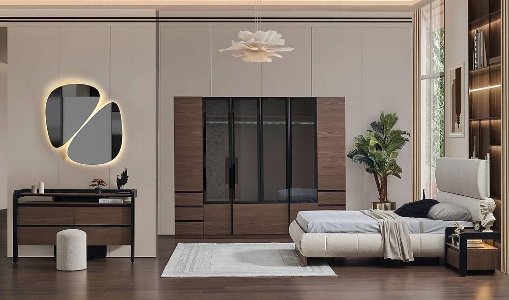 Bologna Bazalı Yatak Odası - Ceviz