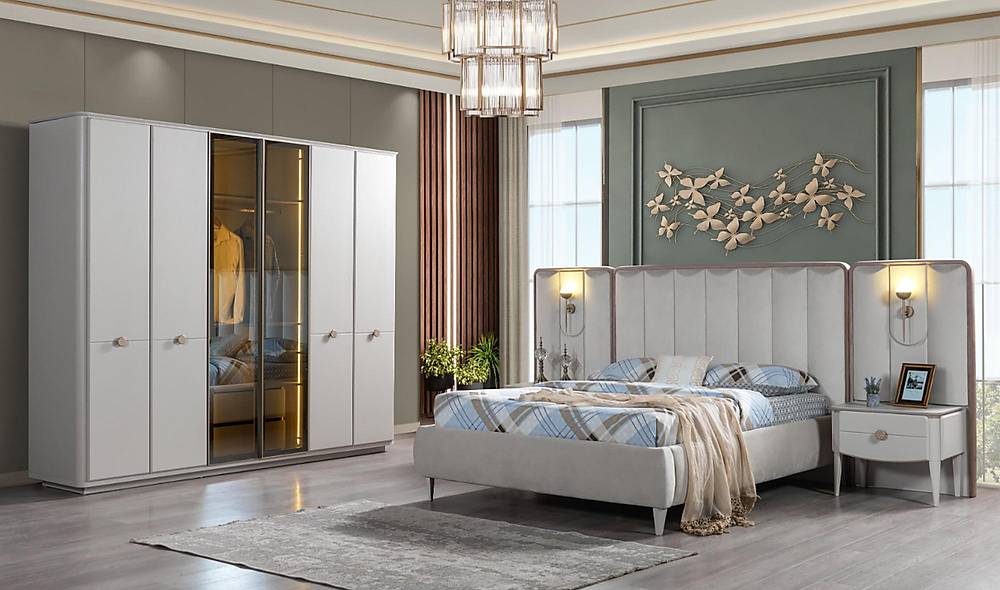 Petunya Bazalı Yatak Odası Yatak Odası