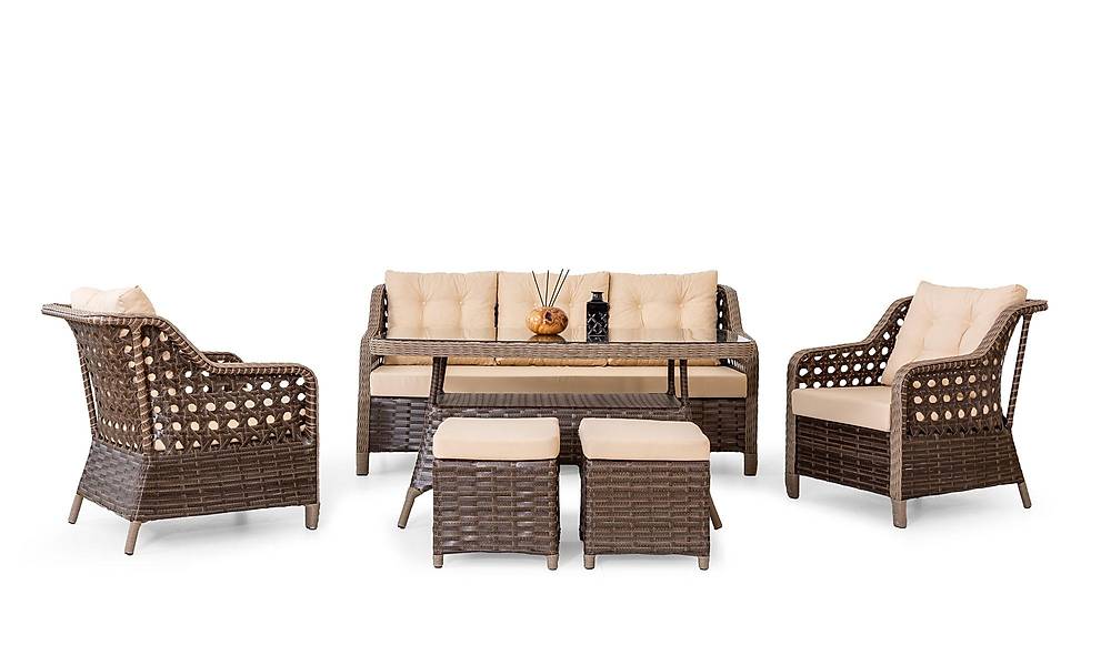 Kanvas Bahçe Masa Takımı - Kahve Bahçe Masa Takımı