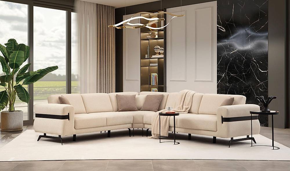 Laremy Köşe Takımı - Krem Köşe Koltuk