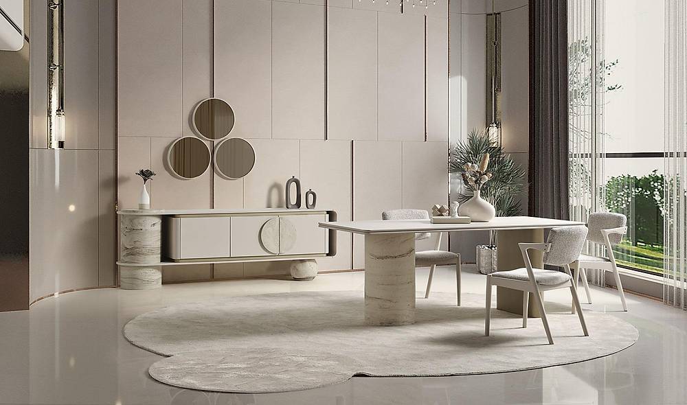 Elizabeth Yemek Odası - Bej Yemek Odası