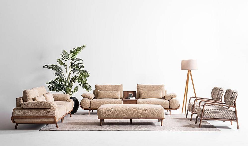 Almeda Koltuk Takımı - Ahşap Kollu Koltuk Takımı