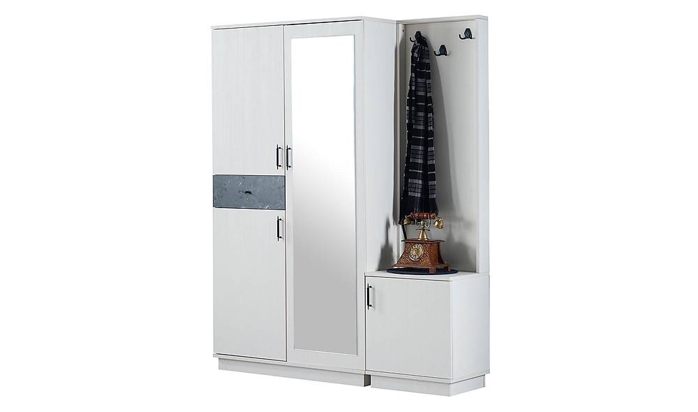 Craft Portmanto - 3 Kapılı - Beyaz Vestiyer Portmanto