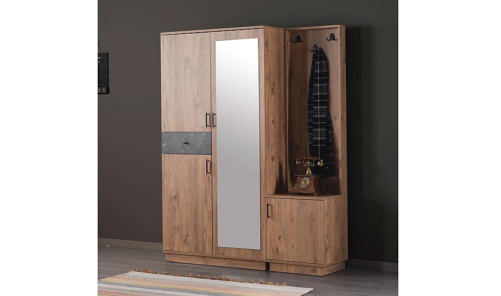 Craft Portmanto - 3 Kapılı - Ceviz Vestiyer Portmanto