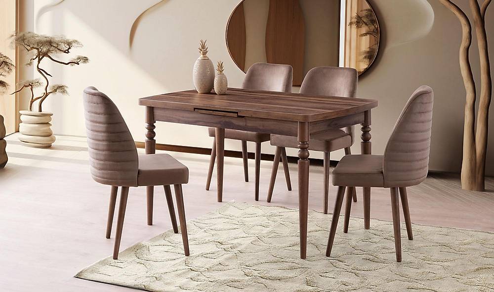 Alinda Yemek Masası Takımı - Kahve Yemek Masası Takımı