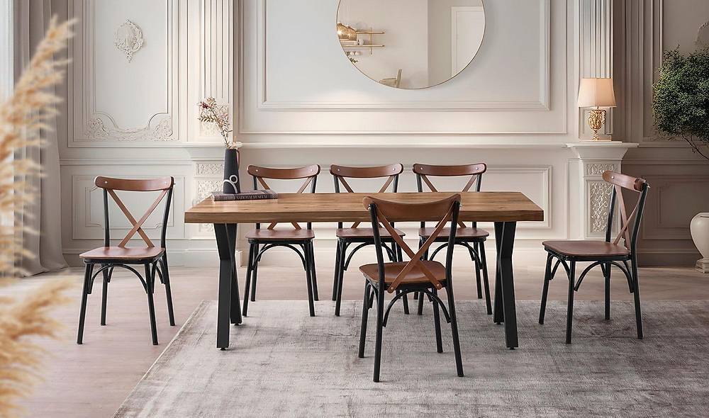 Armina Yemek Masası Takımı - Brezee Ahşap Sandalye Yemek Masası Takımı