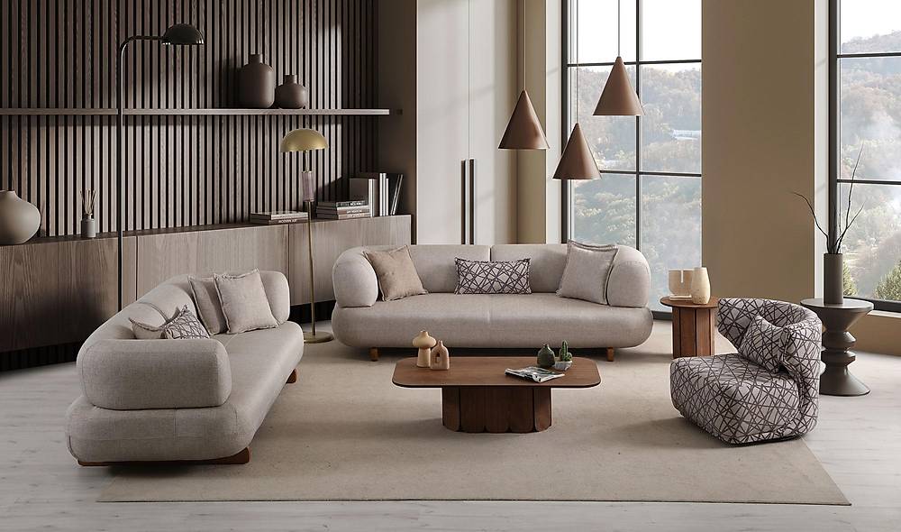 Brown Koltuk Takımı - Yataklı - Ahşap Ayaklı Koltuk Takımı