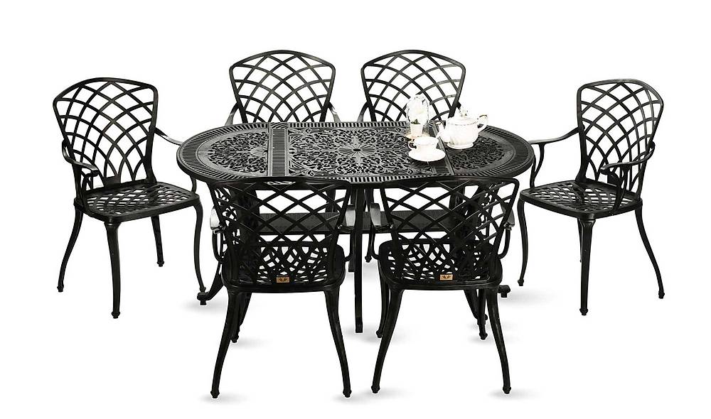 Arbella Oval Bahçe Masa Takımı - Siyah Bahçe Mobilyası