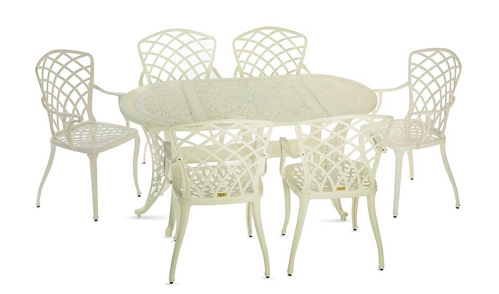 Arbella Oval Bahçe Masa Takımı - Beyaz Bahçe Mobilyası